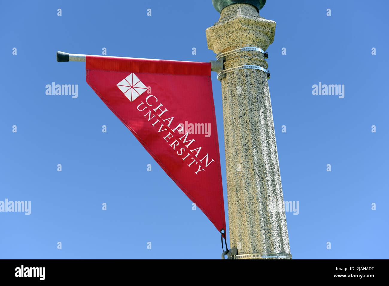 ORANGE, CALIFORNIA - 14 MAY 2020: Banner on lamppost at Chapman University, a private university in Orange County. Stock Photo