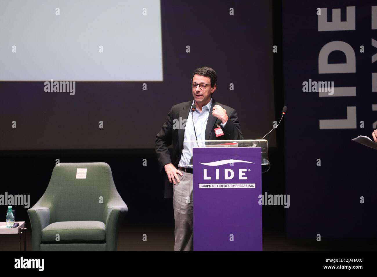 May 30, 2022, Sao Paulo, Sao Paulo, Brasil: (INT) Technology/Economy: Lide Next Economy 3.0 is held in Sao Paulo. May 30, 2022, Sao Paulo, Brazil: Lide Next Economy 3.0 event, held at Theater B32, in Sao Paulo, on Monday (30). The debate on the importance of technology has the participation of the main executives of the segment in Brazil. Denis Nakazawa, director of financial services at Accenture, CEO of Xtage XP, Marcos Horie, Daniel Mangabeira, director of Institutional Relations at Binance for Latin America, Accenture president Leonardo Framil, Joao Manoel Pinho de Mello, teacher at Insper Stock Photo