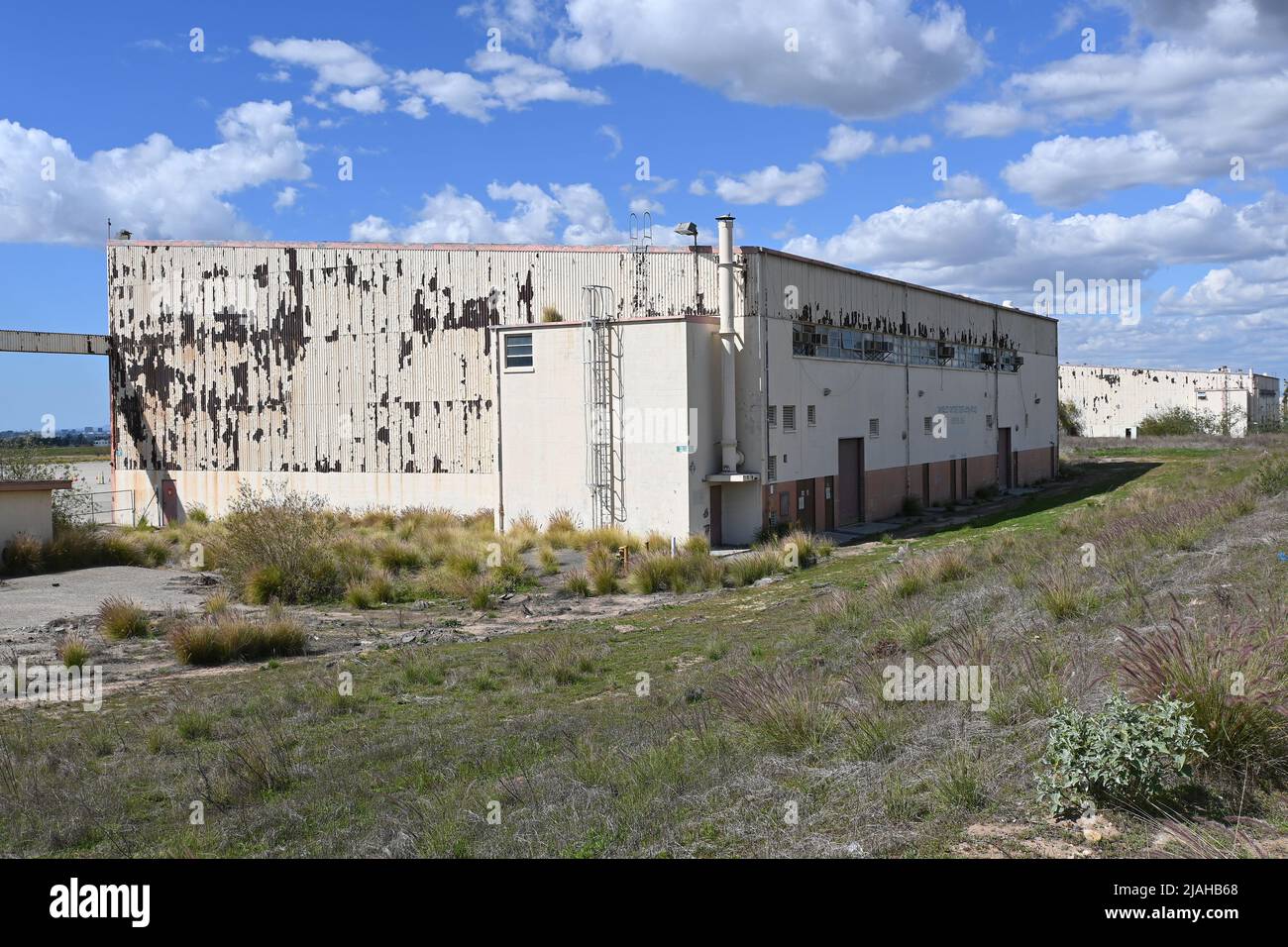 IRVINE, CALIFORNIA - 23 FEB 2022: HMM-163 Building, slated for demolition, on the Former USMC Air Station El Toro, now part of the Great Park. Stock Photo
