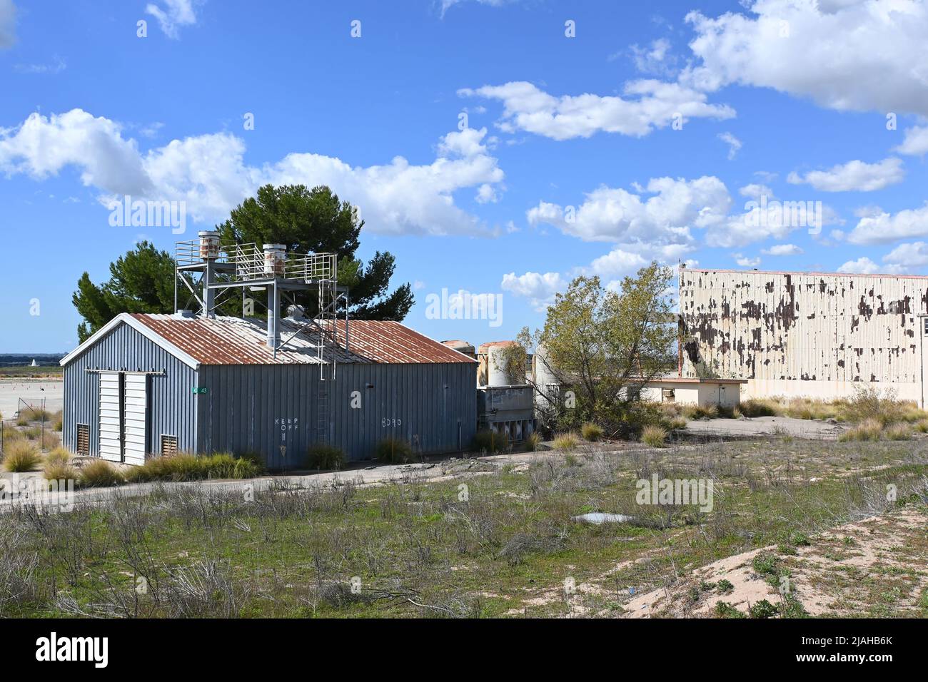 IRVINE, CALIFORNIA - 23 FEB 2022: HMM-163 Buildings slated for demolition on the Former USMC Air Station El Toro, now part of the Great Park. Stock Photo