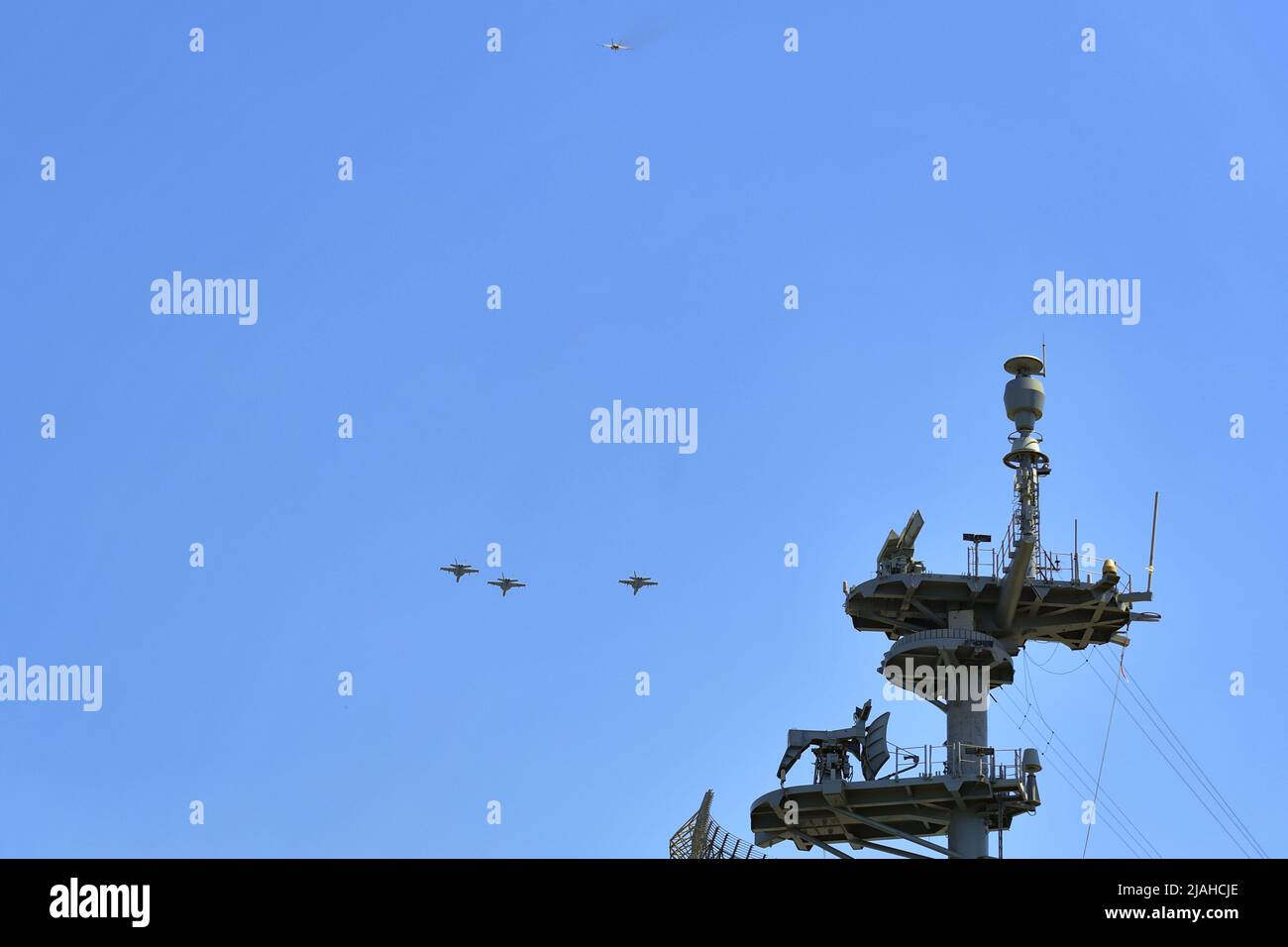 Military fighter jet flyover during the Intrepid Sea, Air & Space