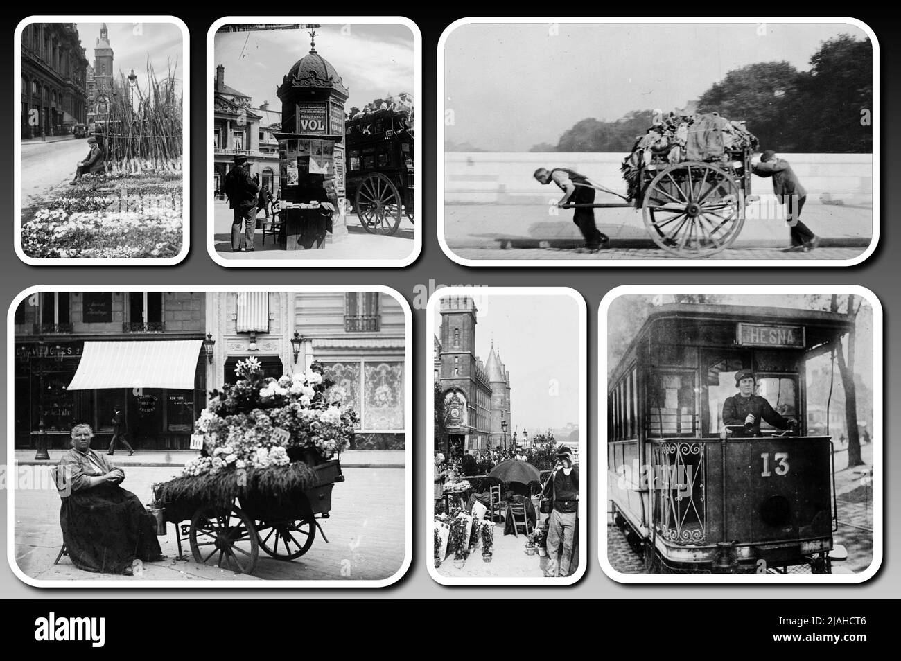 Ordinary people and everyday life in the Paris of the early 900 Stock Photo