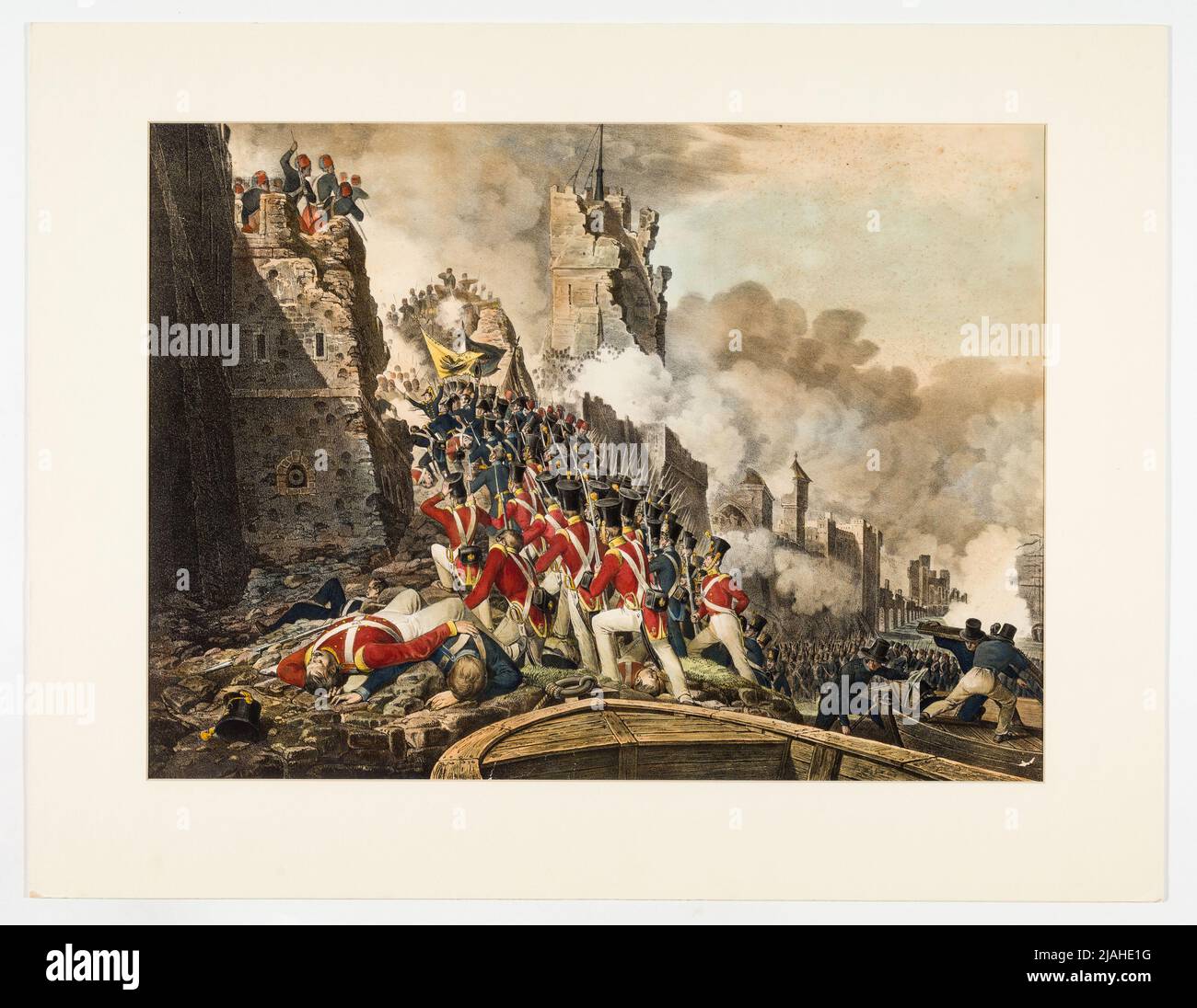 'Archduke Friedrich on the breach of Saida on September 26, 1840'. 'Archduke Friedrich on the breach of Saida on September 26, 1840' ('Moments from Austria's war history No. 8.'). Matthäus Trentsensky (1790-1868), publisher Stock Photo