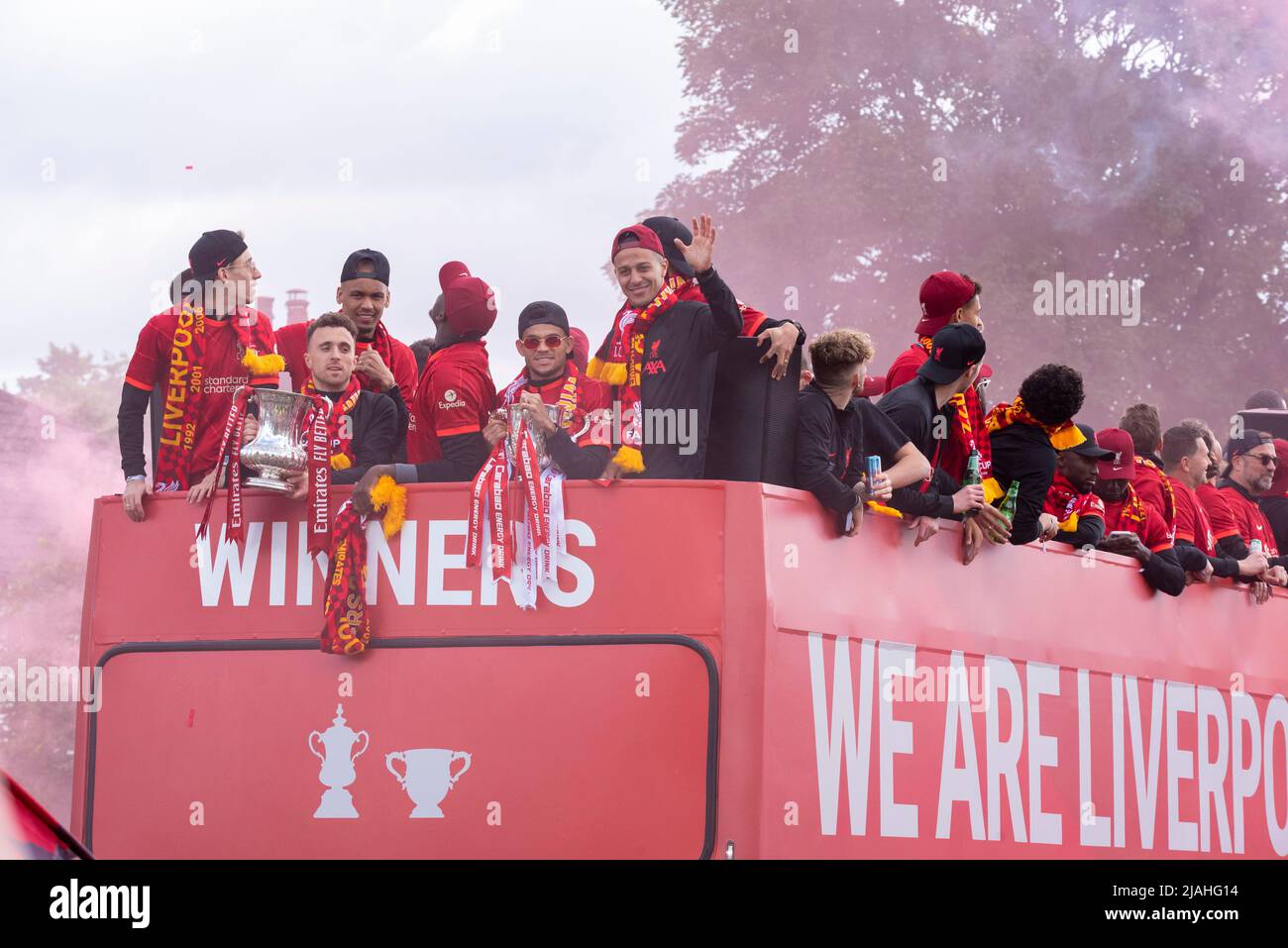 Liverpool Football Club victory parade through the streets of the city