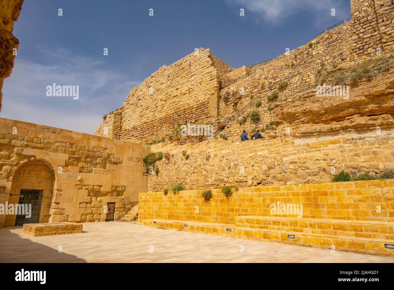 The Walls of Kerak castle Al-Karak Jordan Stock Photo