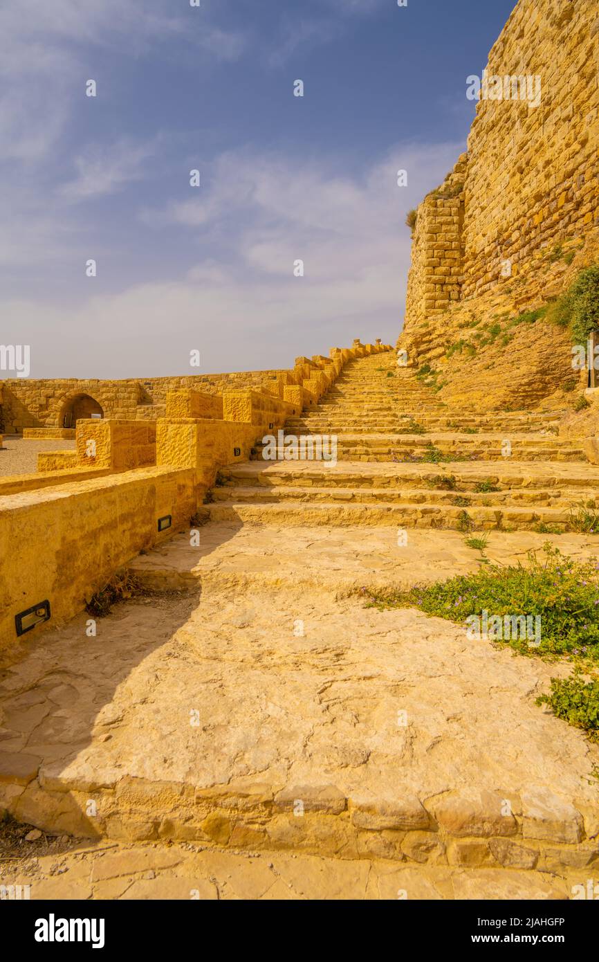 The Walls of Kerak castle Al-Karak Jordan Stock Photo