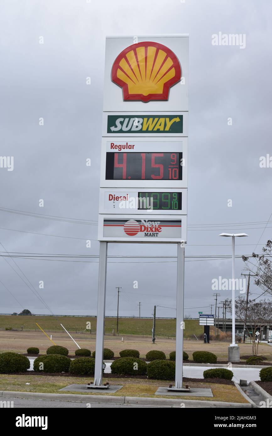 A Sign showing the high prices of gasoline in the United States in 2022