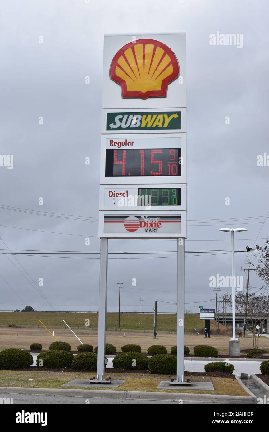 A Sign showing the high prices of gasoline in the United States in 2022