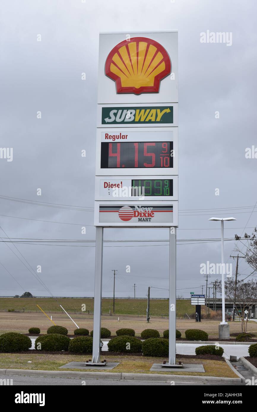 A Sign showing the high prices of gasoline in the United States in 2022 ...