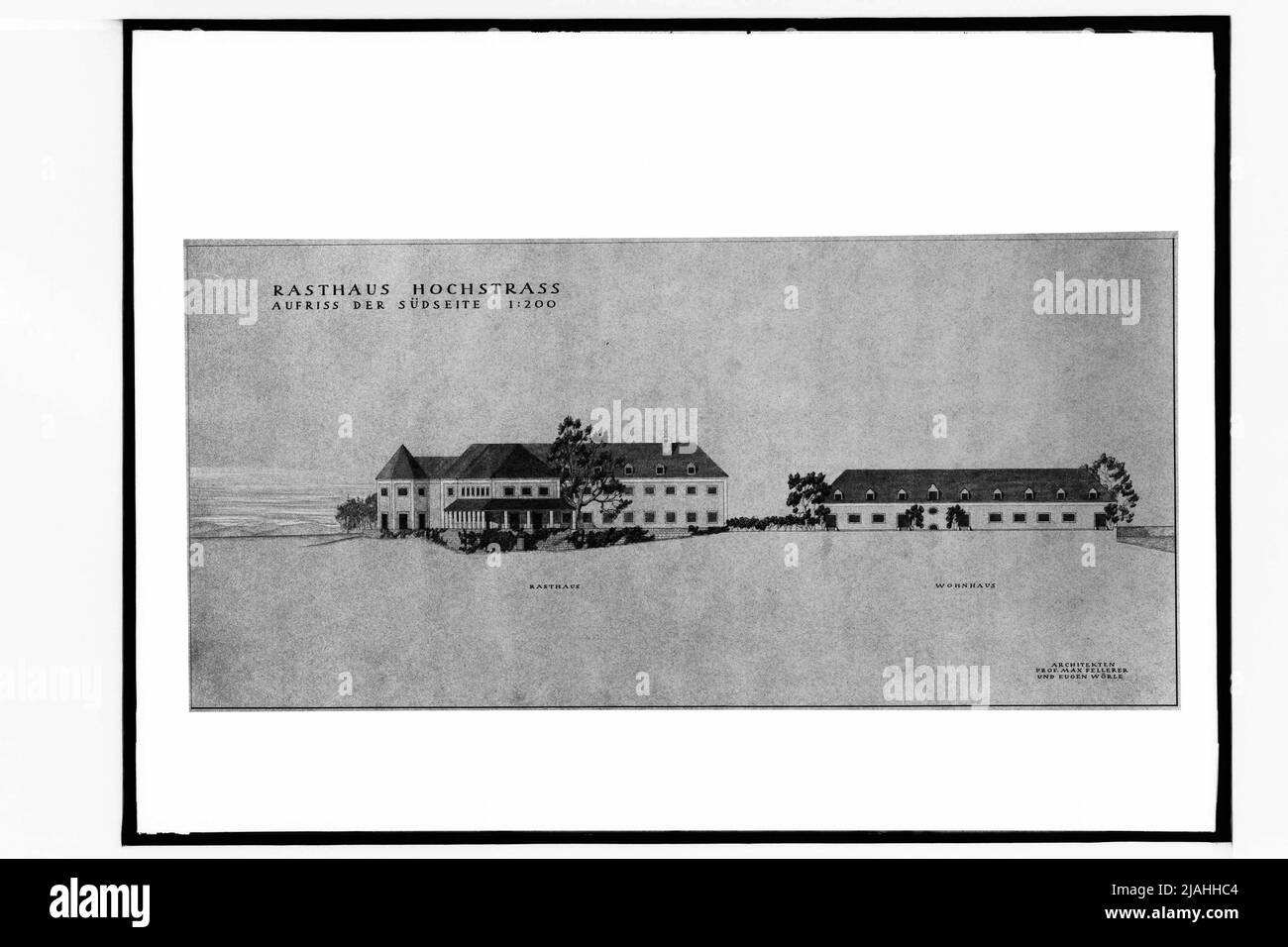 Draft for the Rasthaus Hochstraß on the Reichsautobahn (on the south side) by Max Fellerer and Eugen Wörle Stock Photo