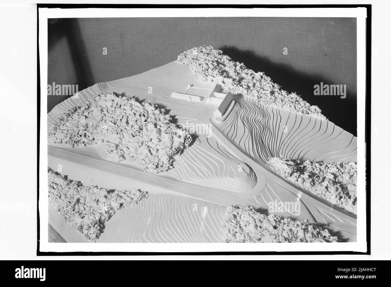 Model to the Rasthaus Hochstraß on the Reichsautobahn by architect Hermann Kutschera Stock Photo