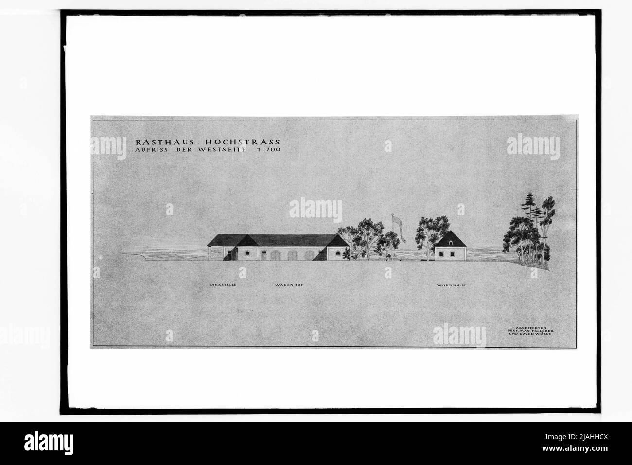 Design for the Rasthaus Hochstraß on the Reichsautobahn (on the sidelines of the west side) Stock Photo