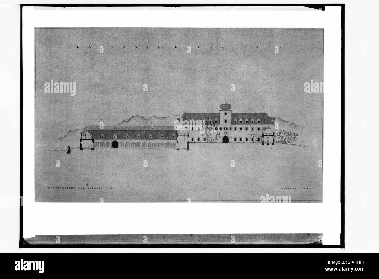 Design for the Rasthaus Hochstraß on the Reichsautobahn (main view and cut A-B) Stock Photo