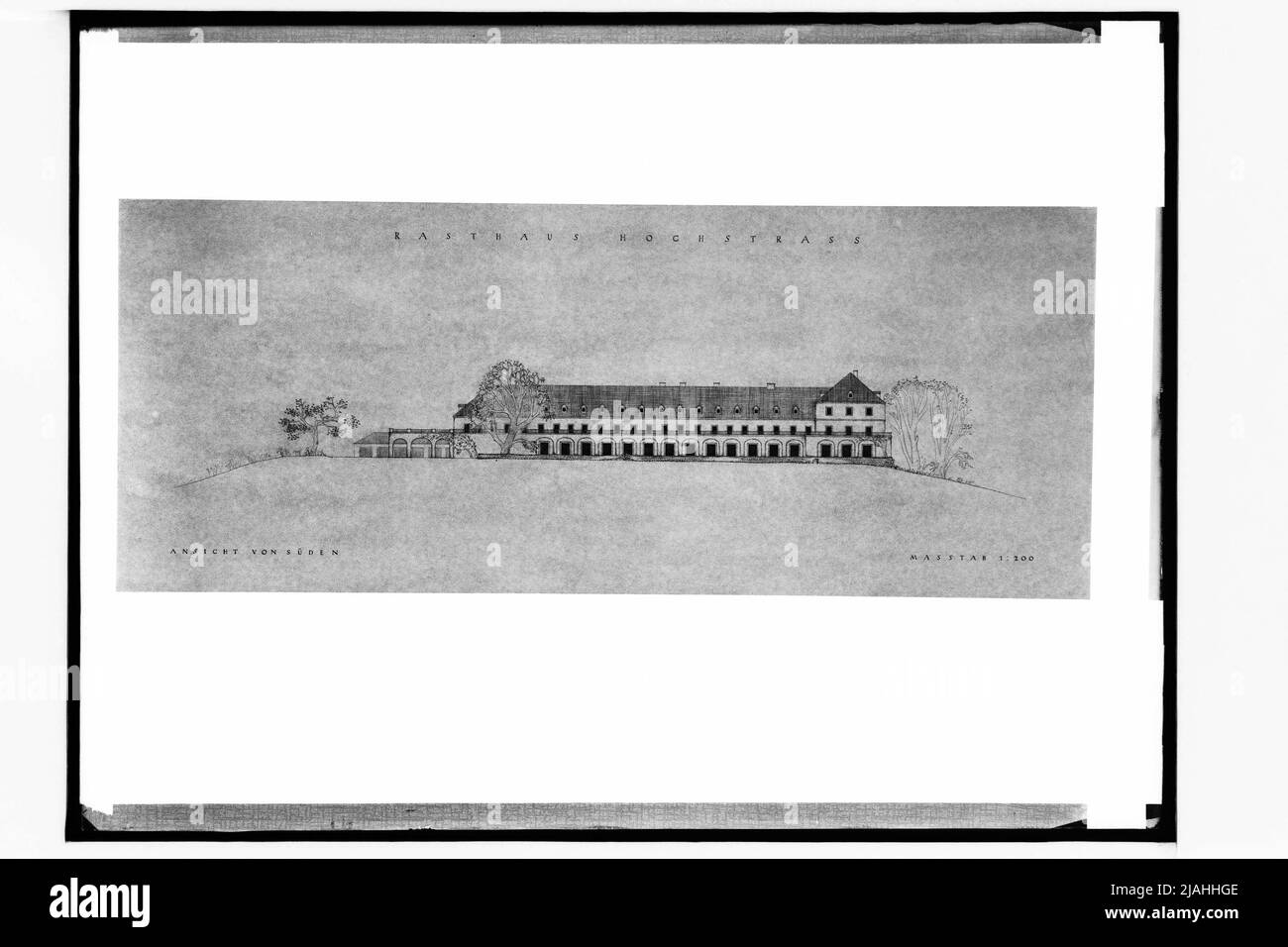 Design for the Rasthaus Hochstraß on the Reichsautobahn (view from south) Stock Photo