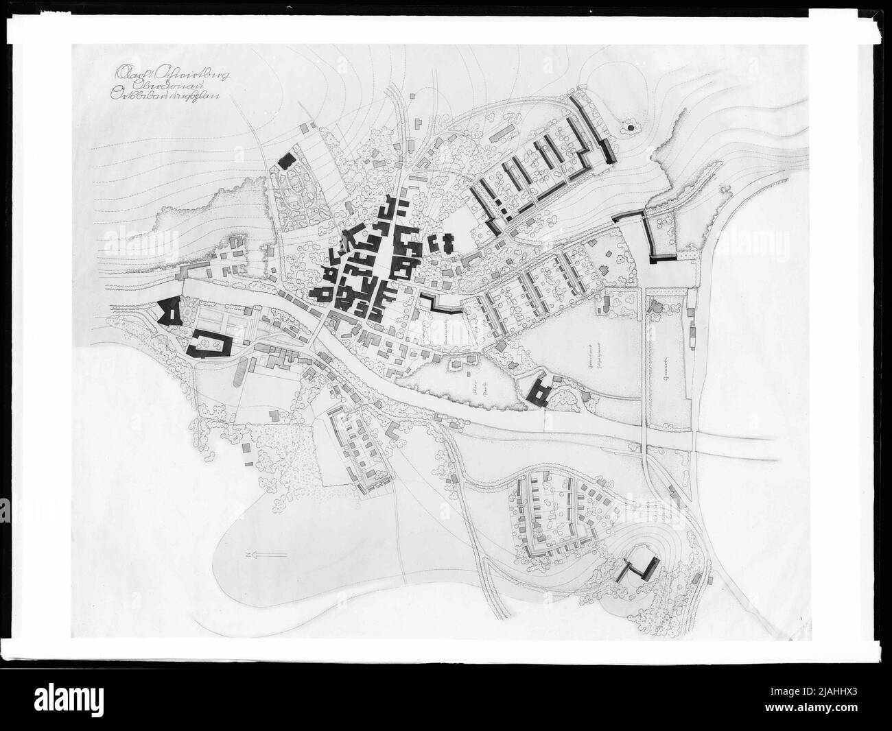 Local development plan with a planned settlement in Schwertberg (Upper Austria) Stock Photo