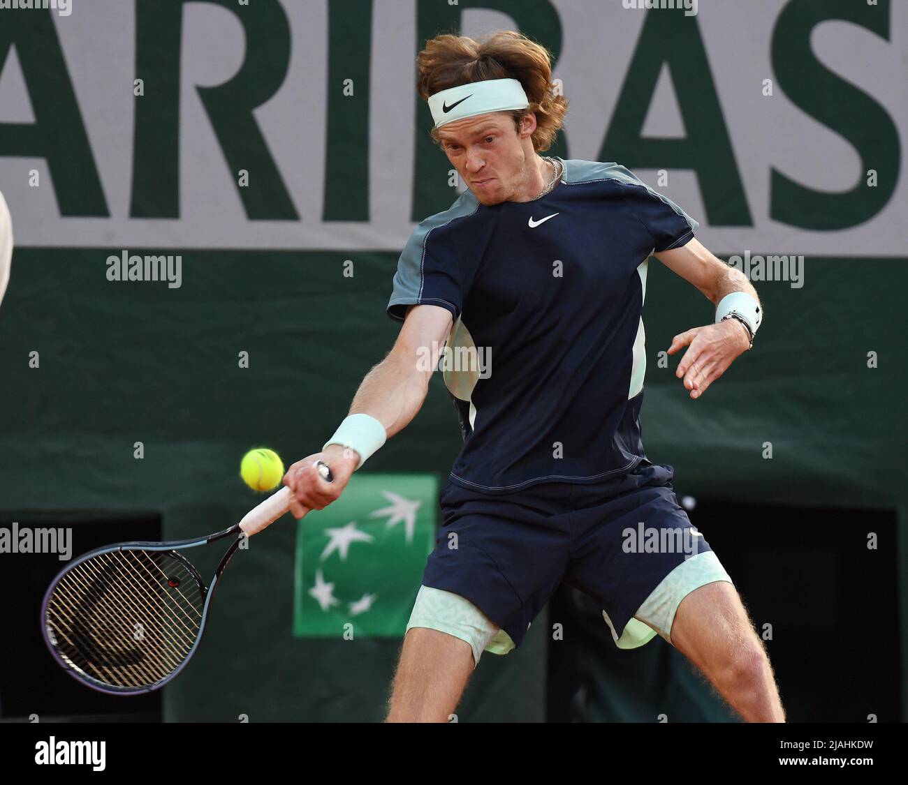 Paris, France. 30th May, 2022. Roland Garros Paris French Open 2022 Day 9 29052022 Andrey Rublev (-) loses fourth round match Credit: Roger Parker/Alamy Live News Stock Photo