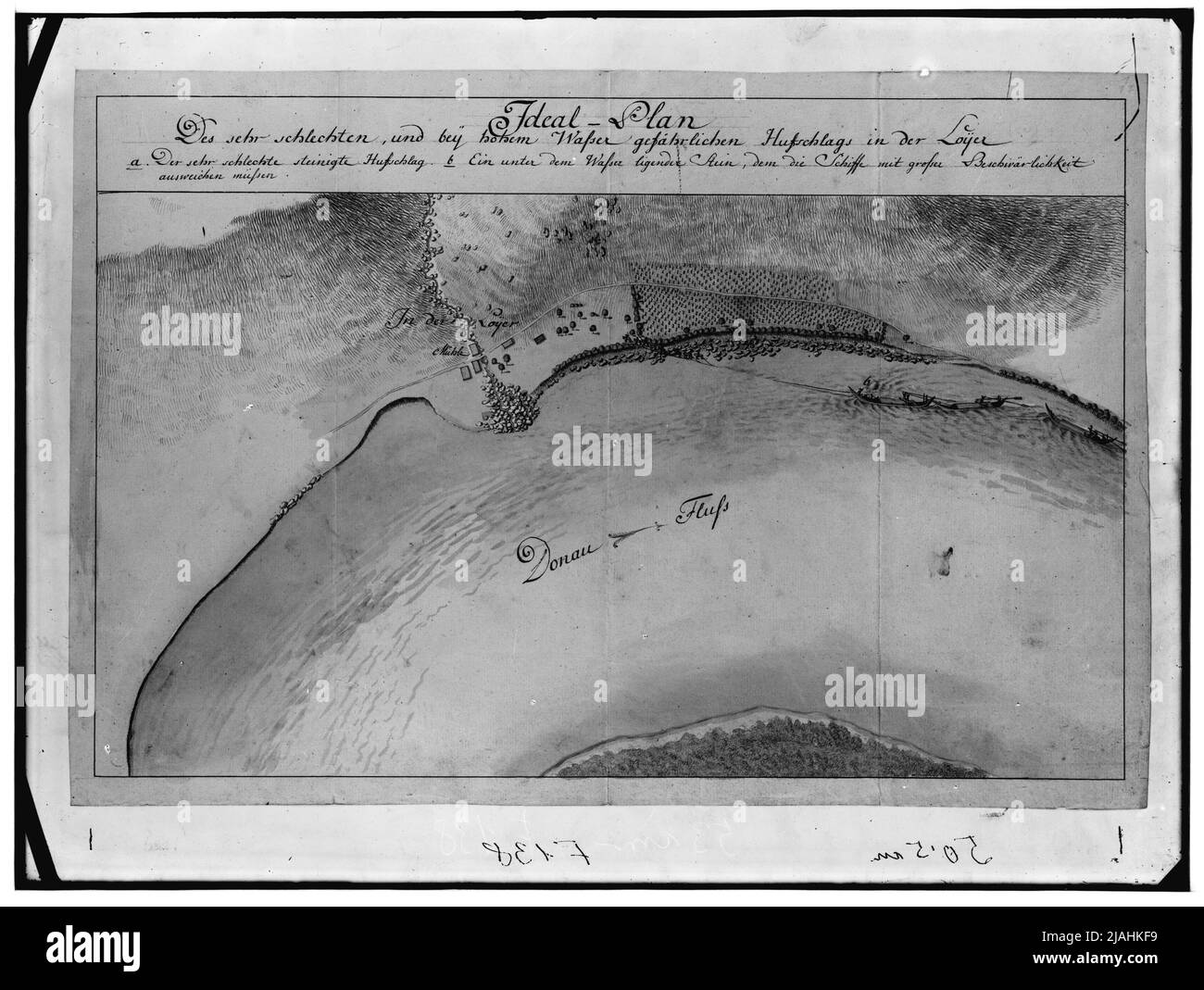 'Ideal plan of the very bad and high water dangerous hoofing in the Loyer' (1st H. 19th century) Stock Photo