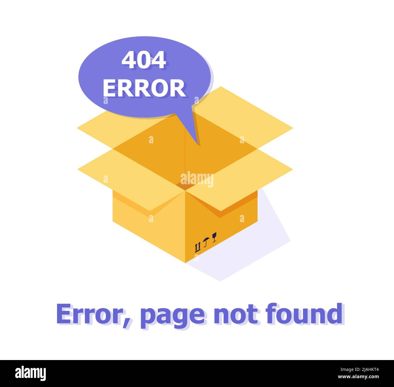Error 404 page layout vector design with empty box. The page you requested could not be found. Eps 10 Stock Vector