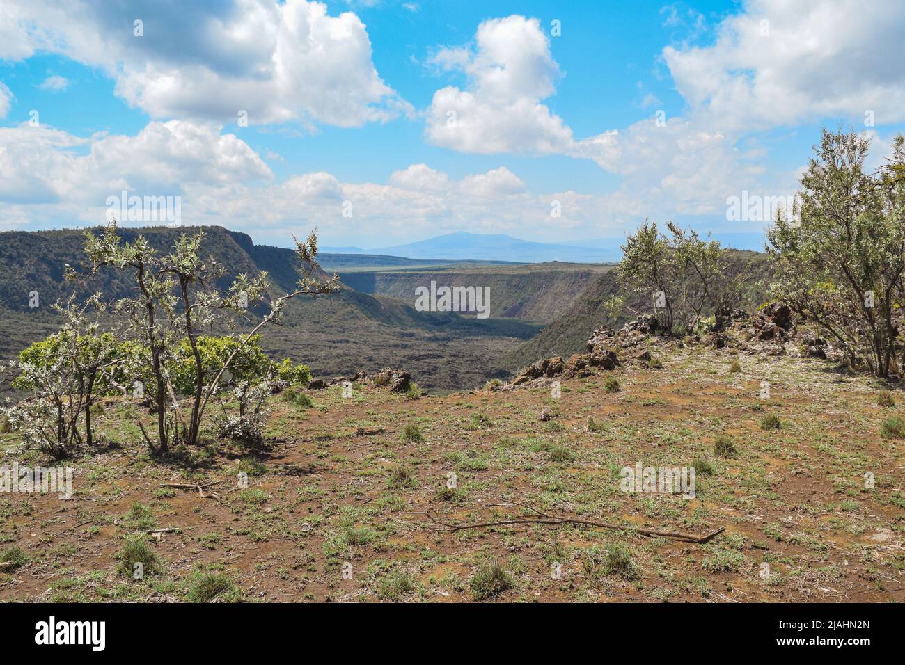 Scenic view of the volcanic crater on Mount Suswa, Kenya Stock Photo