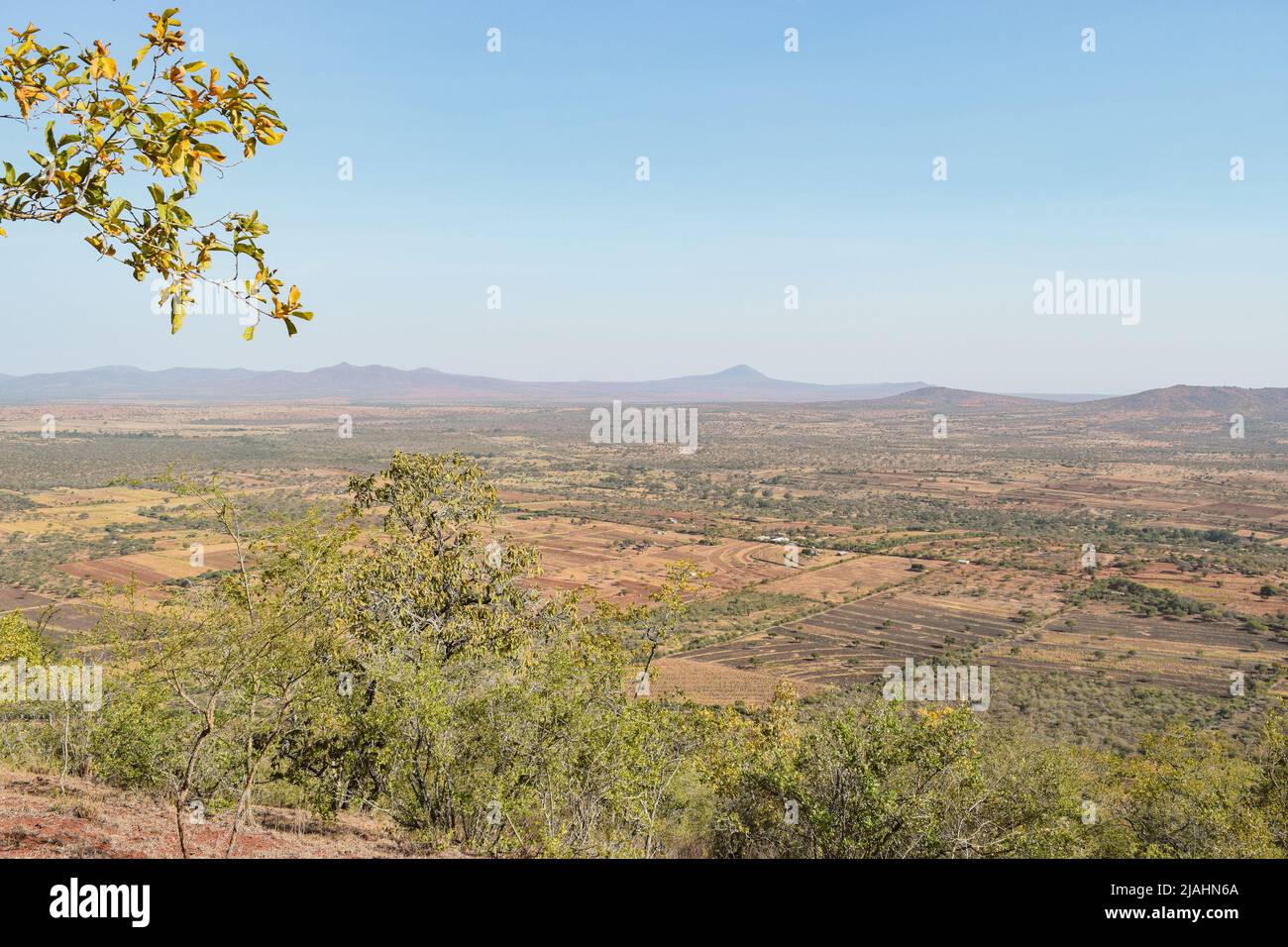 Scenic view of the dry landscapes of Makueni, Kenya Stock Photo