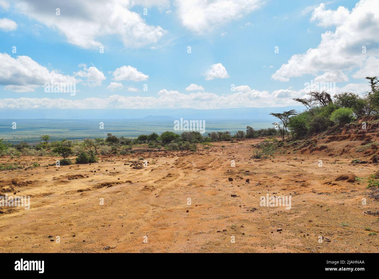Scenic view of field against sky in Naivasha, Kenya Stock Photo