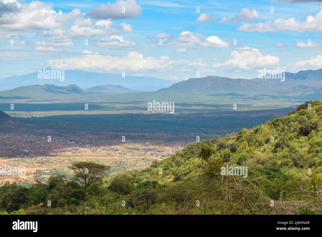 Scenic view of Mount Kilimanjaro seen from Namanga Hills, Kenya Stock Photo