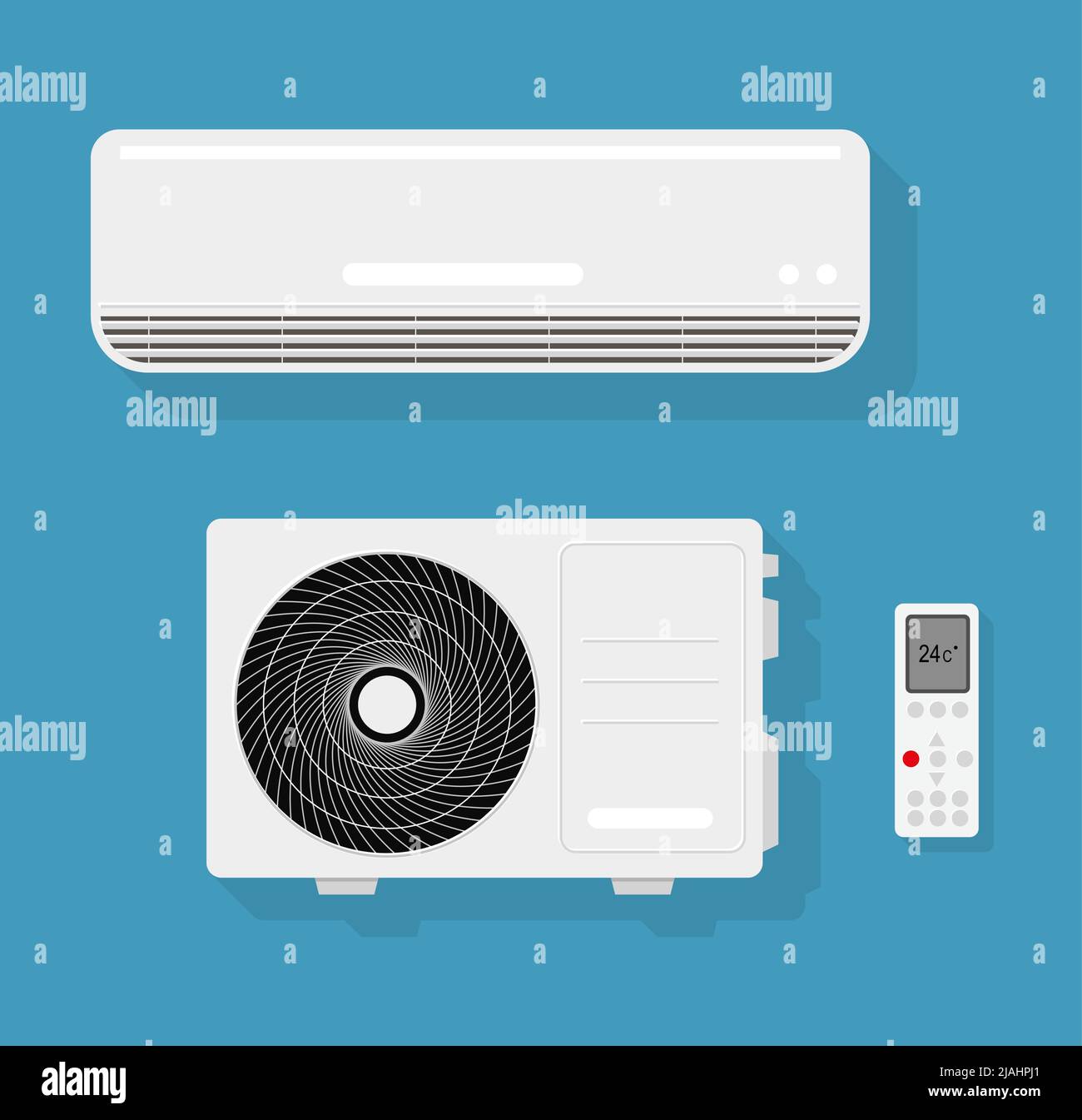 Air conditioner and split air control system templates set, realistic