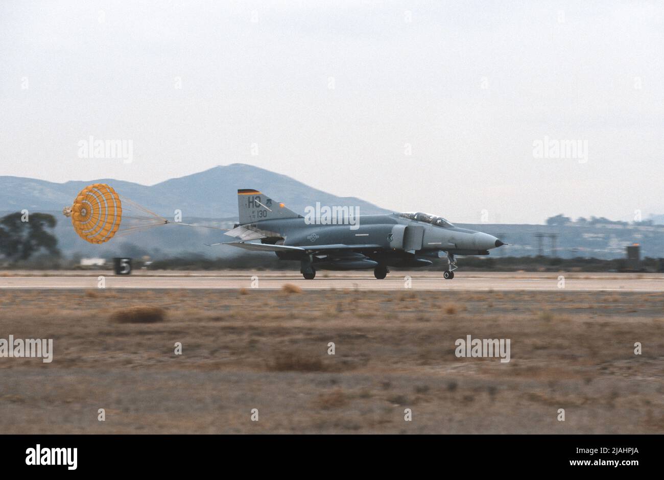 F4 Phantom from California ANG 13rd TFG landing at March Air Force Base, California Stock Photo