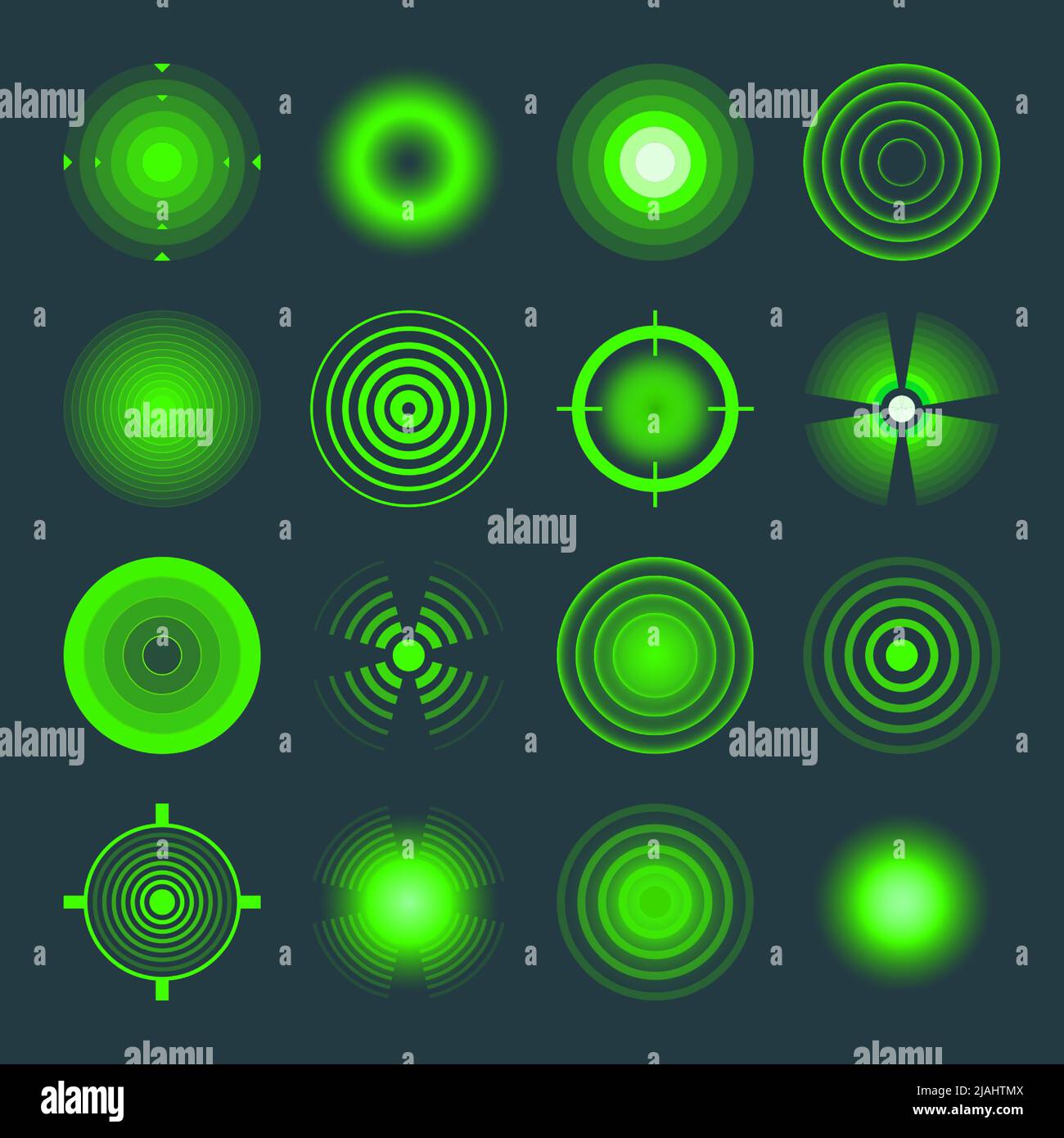 Thermal, night vision scope. Crosshair, gun sight vector icons