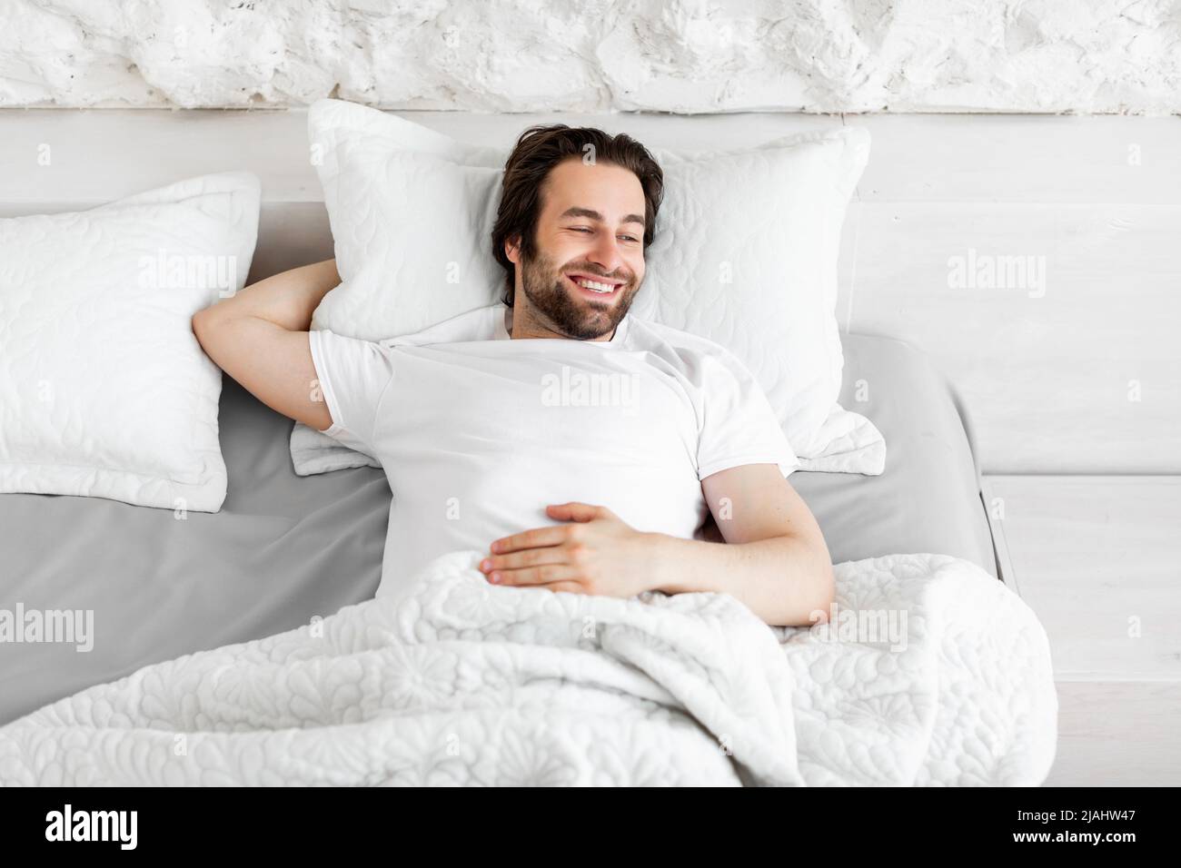 Top view cheerful bearded hi-res stock photography and images - Alamy
