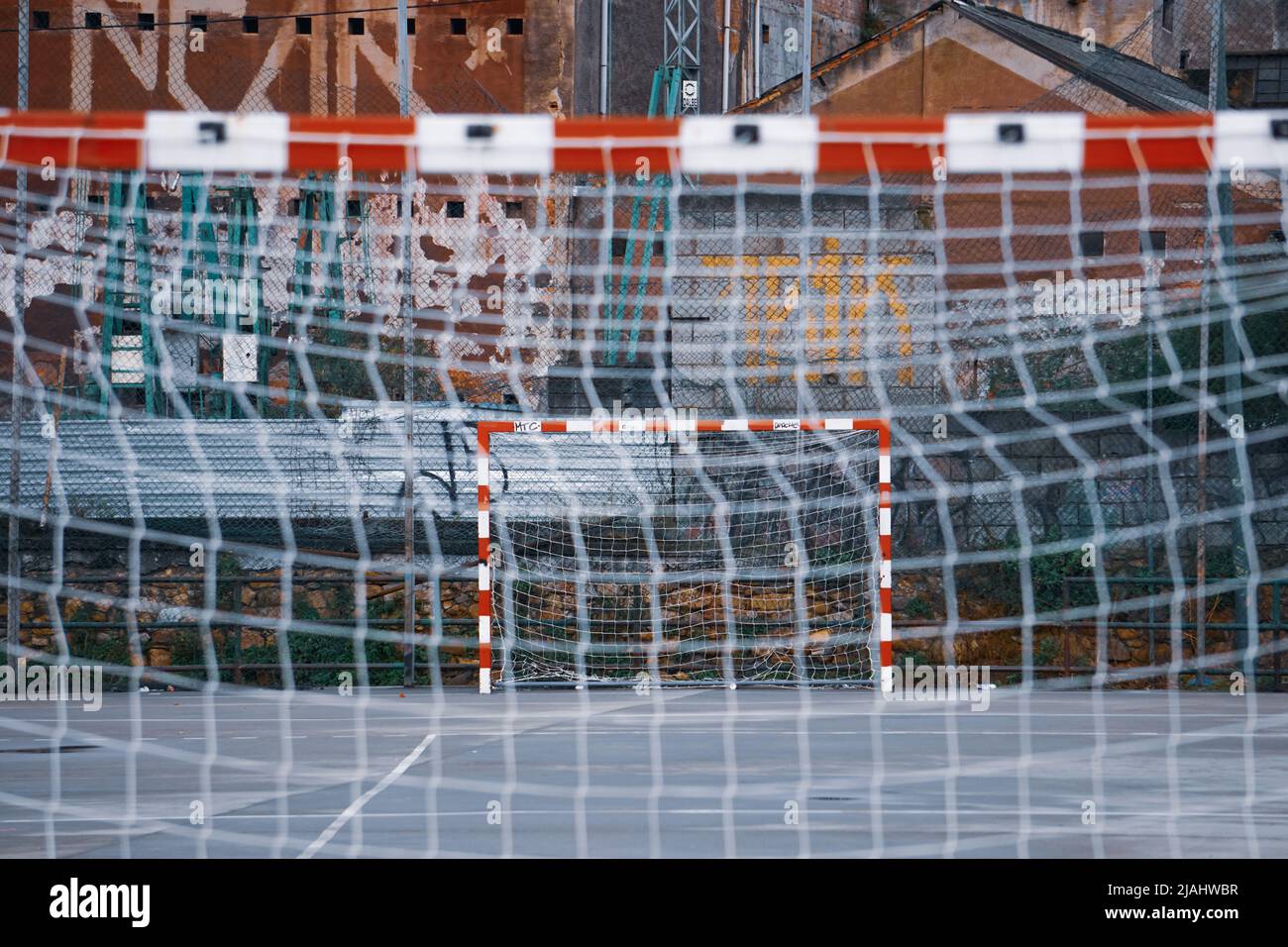 street soccer goal sports equipment Stock Photo