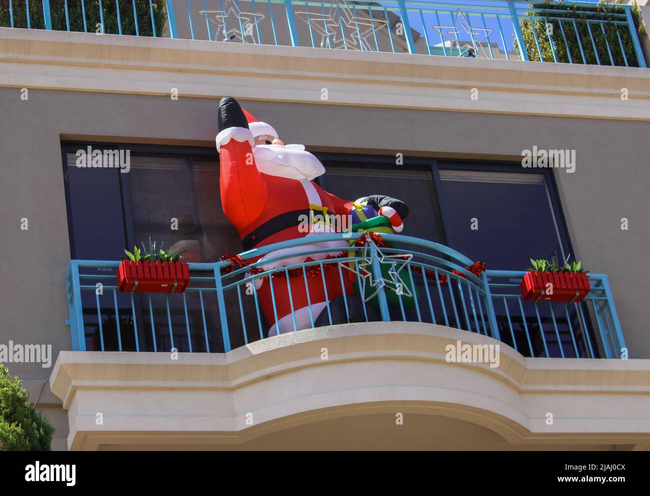 Santa Claus decorations, Perth, Australia Stock Photo Alamy