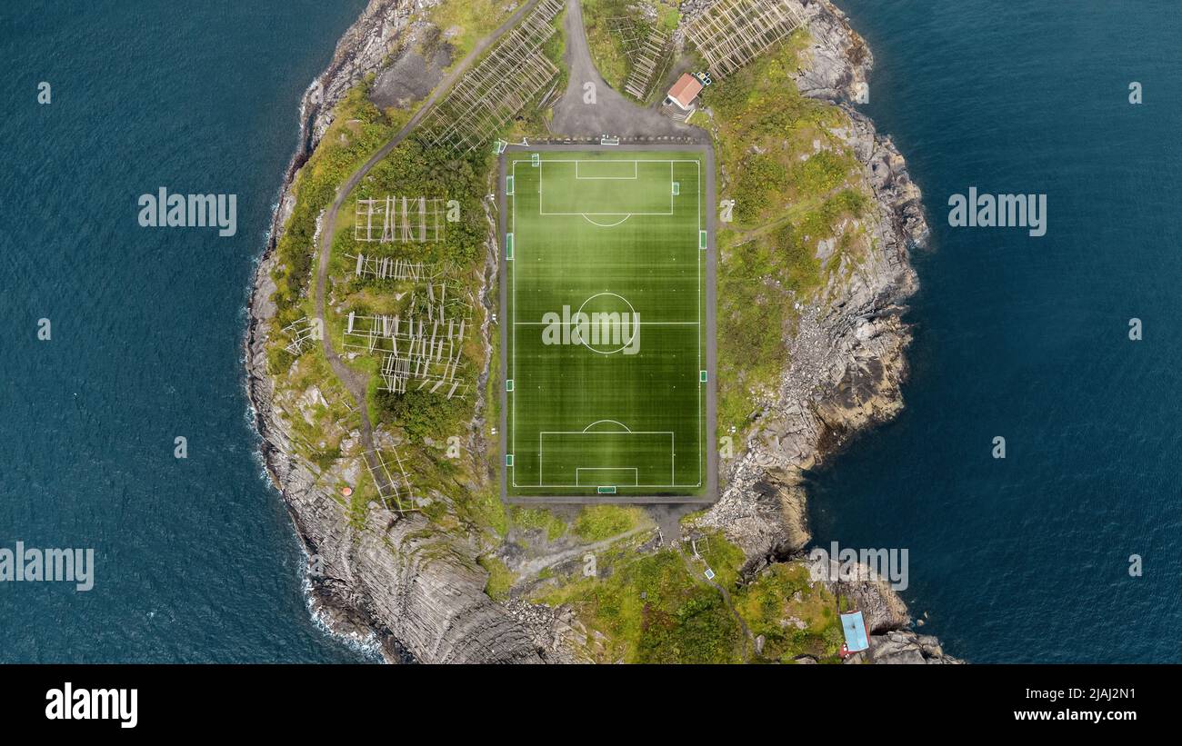 Henningsvær football field by drone in Lofoten, Norway Stock Photo Alamy