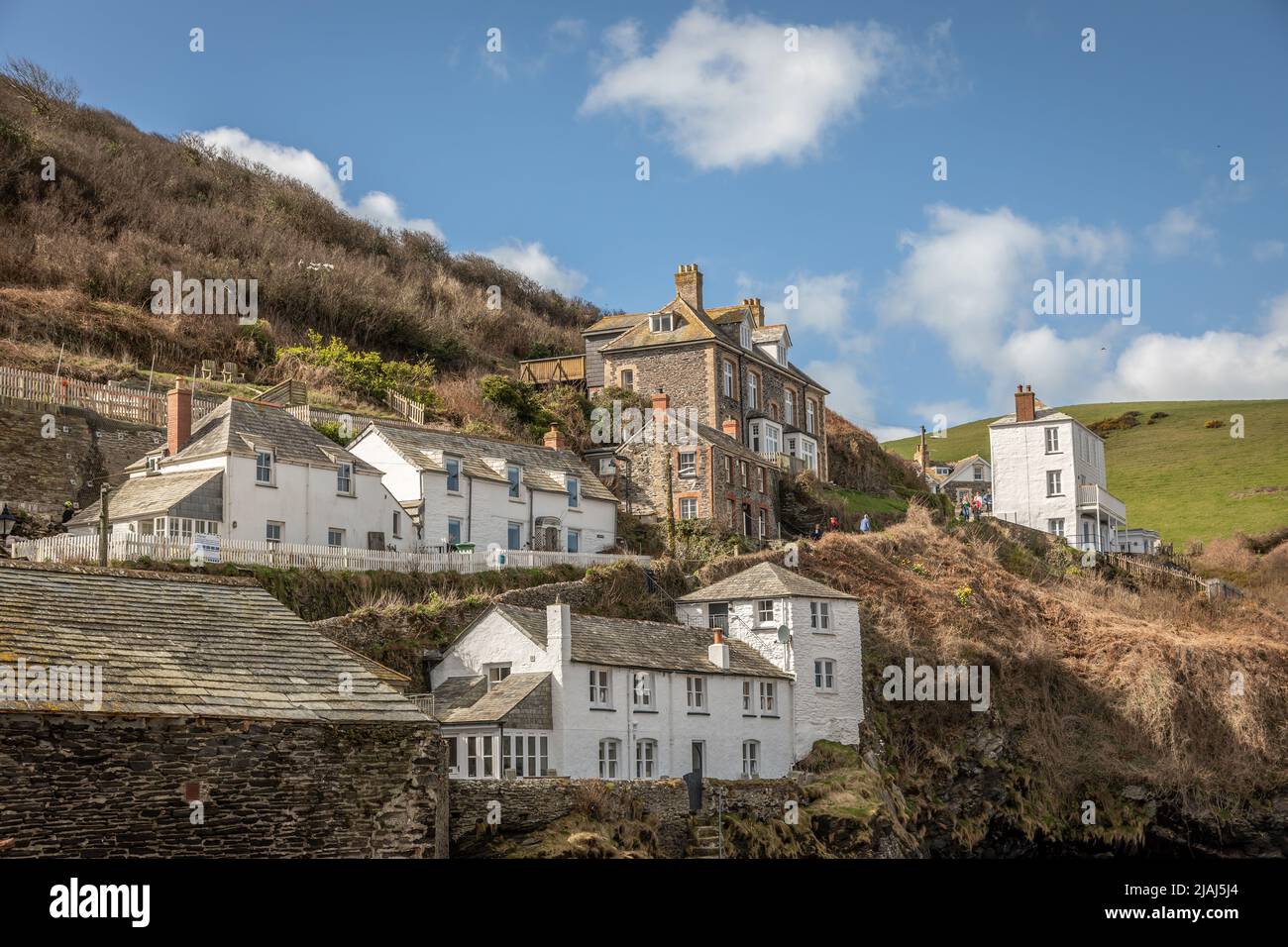 Houses in Port Isaac, Cornwall, England, UK Stock Photo