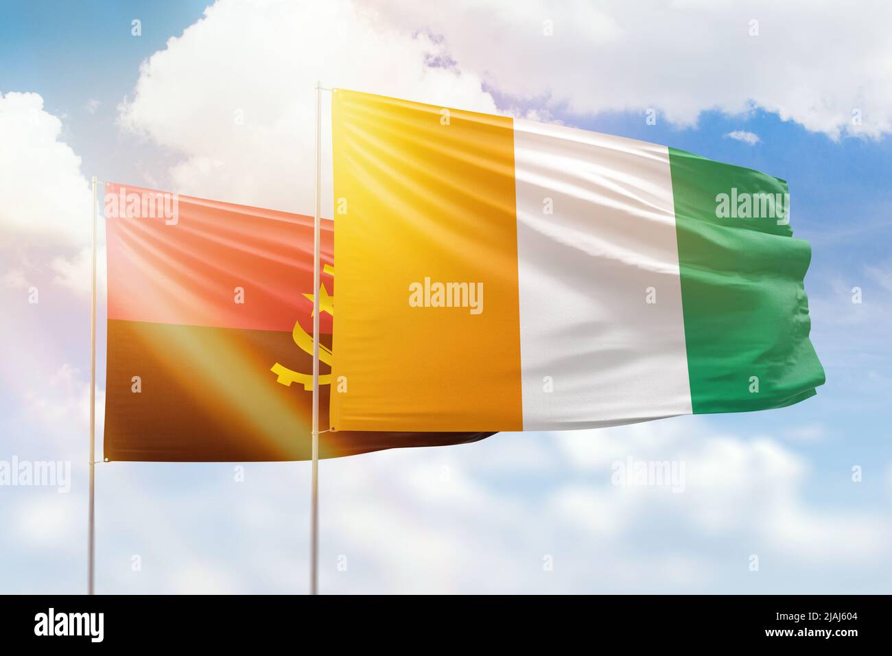 Cote D'ivoire Ivory Coast Flag Waving Flagpole Sky Background