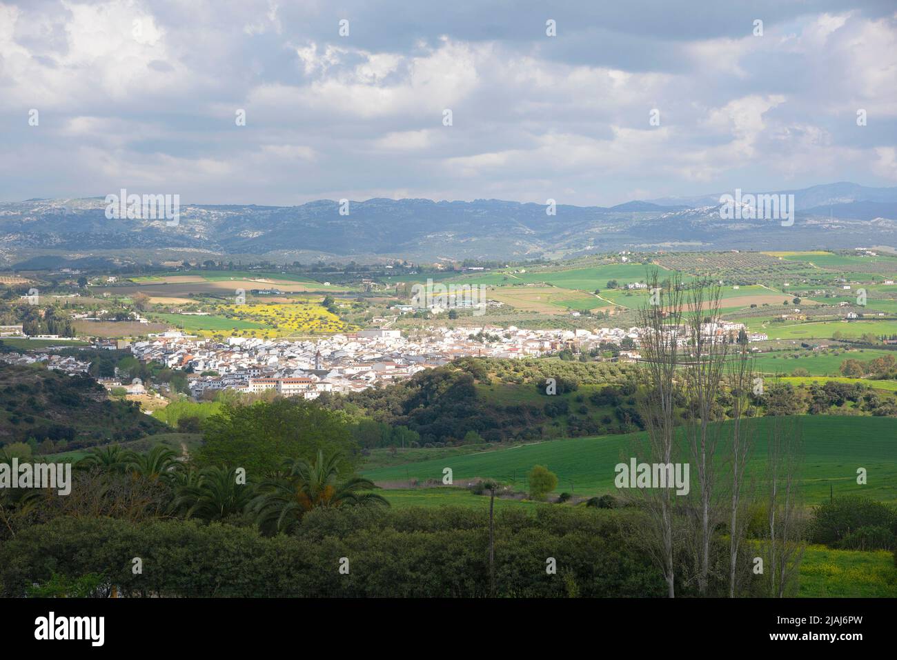 View over the small town of Arriate, in Andalusia Spain Stock Photo