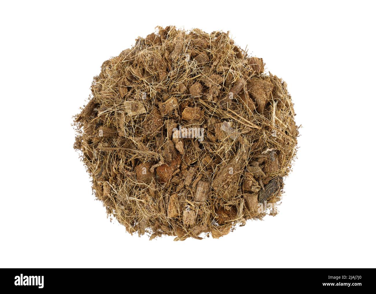 Coconut fiber for plants top view. Coconut fiber substrate on a white