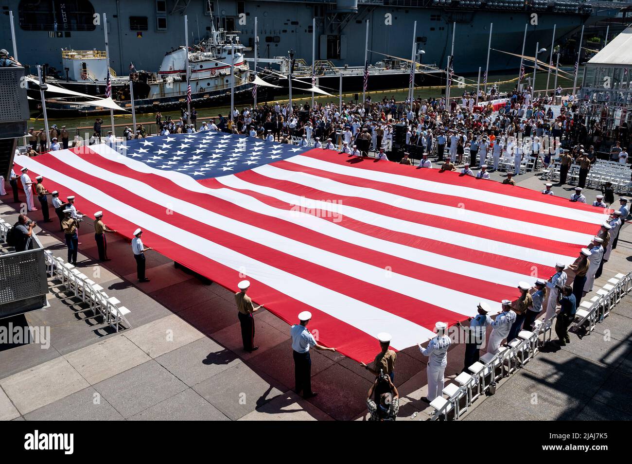 New York, New York, USA. 30th May, 2022. A very large American flag at