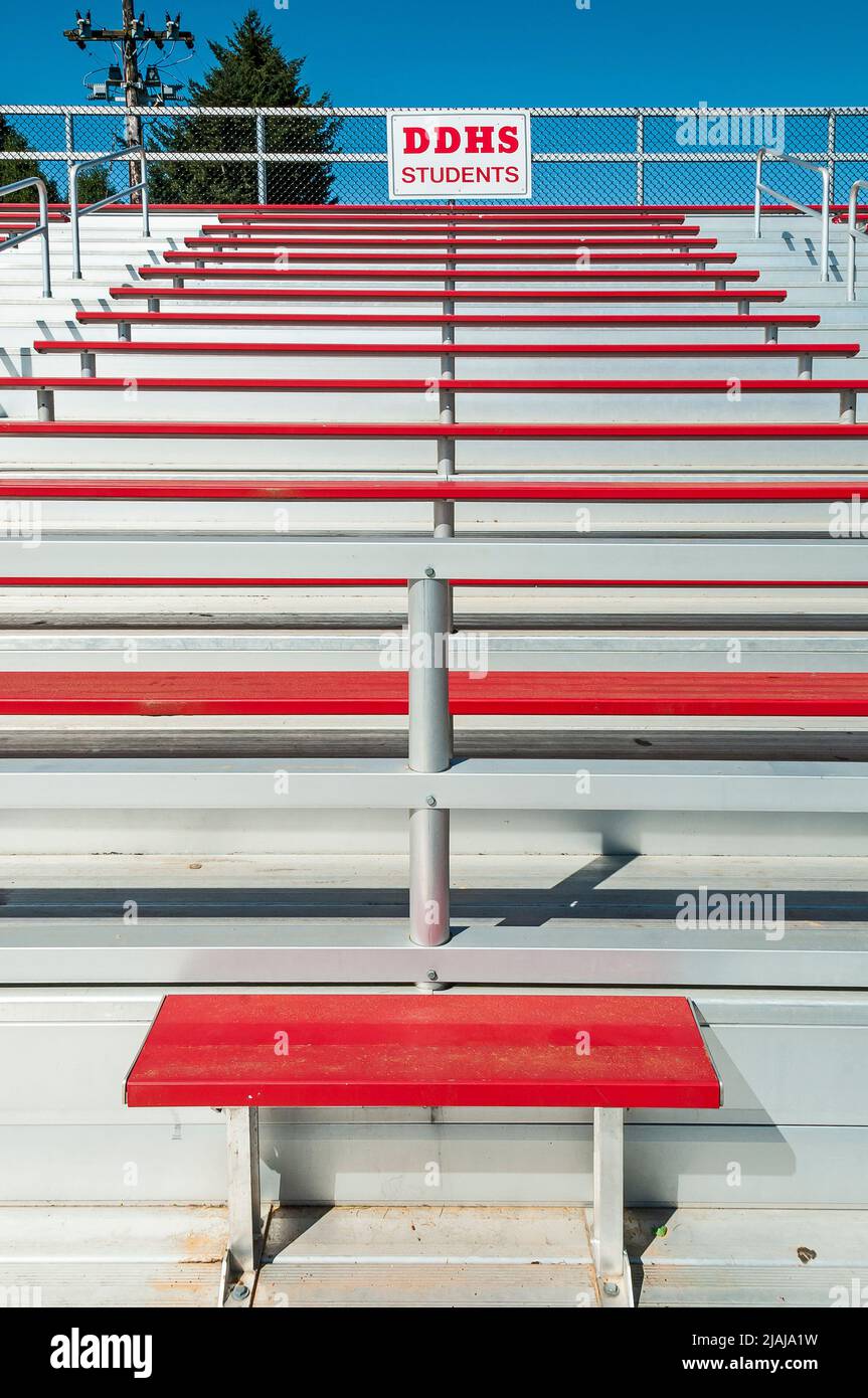 Reserved seating in the bleachers at David Douglas High School track