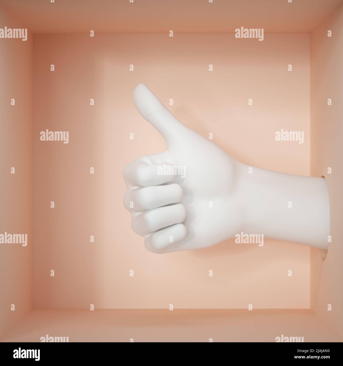 3d render, female mannequin hand like gesture isolated on peachy ...