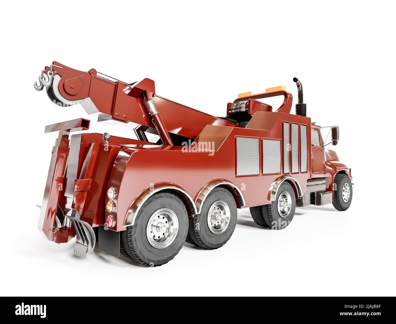 3d rendering of big red towing truck on white background Stock Photo