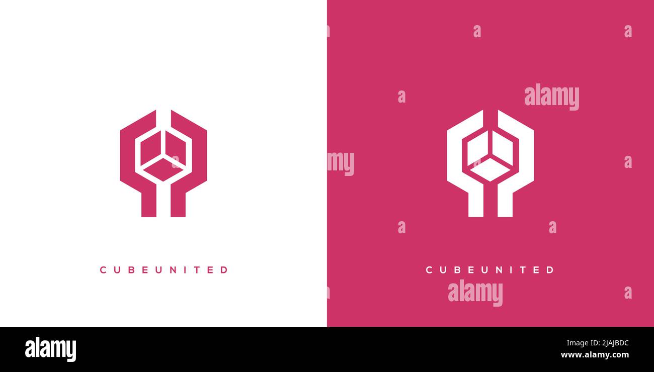 Modern and attractive cube united logo design Stock Vector