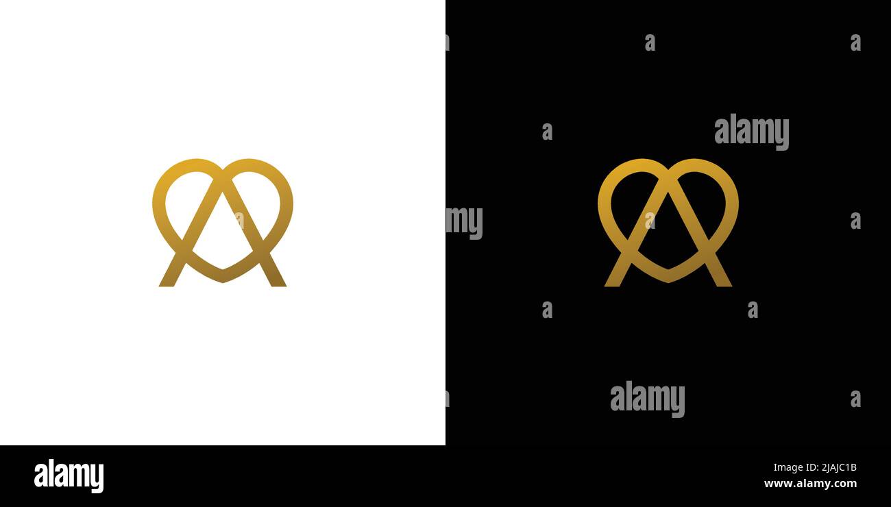 Unique and elegant initial letter A love logo design Stock Vector