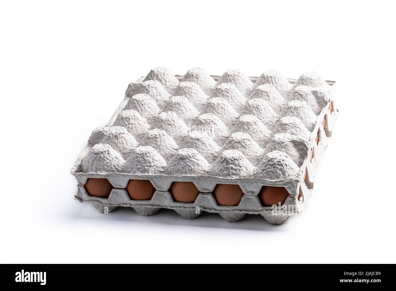 Fresh  chicken brown eggs in pack Stock Photo