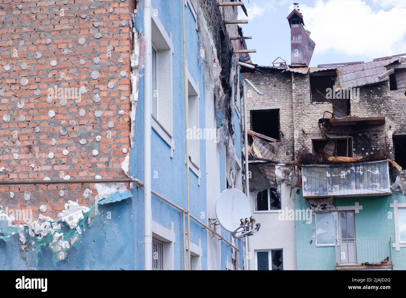 War in Ukraine. abandoned home. russian troops bombing peaceful city