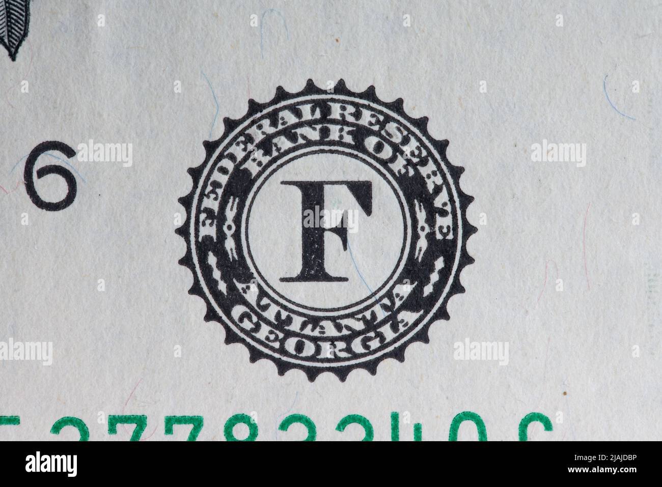 Federal reserve bank of Atlanta, Georgia. Seal on one dollar banknote Stock Photo