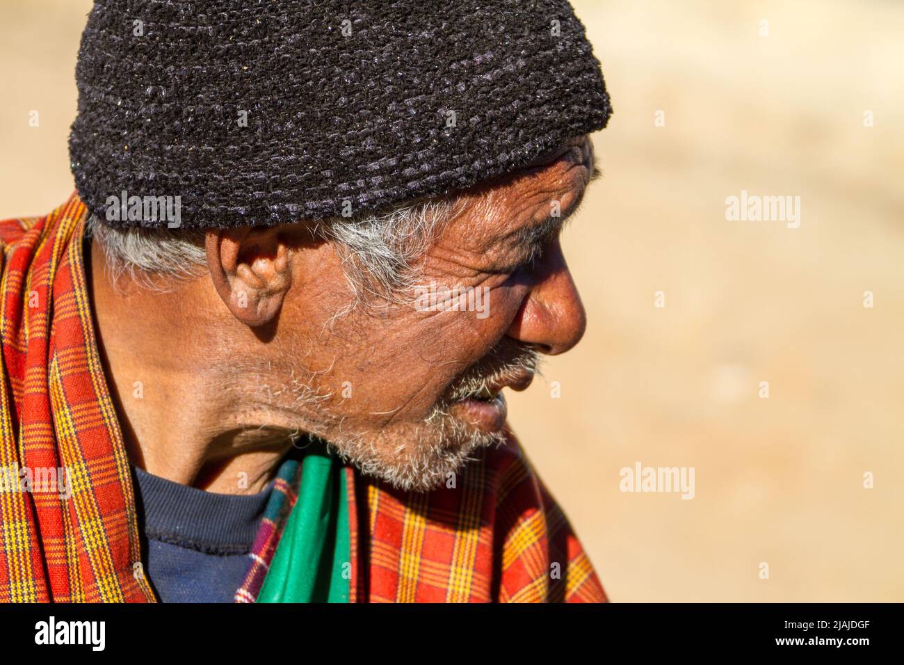 an elder van Bhutanese Stock Photo