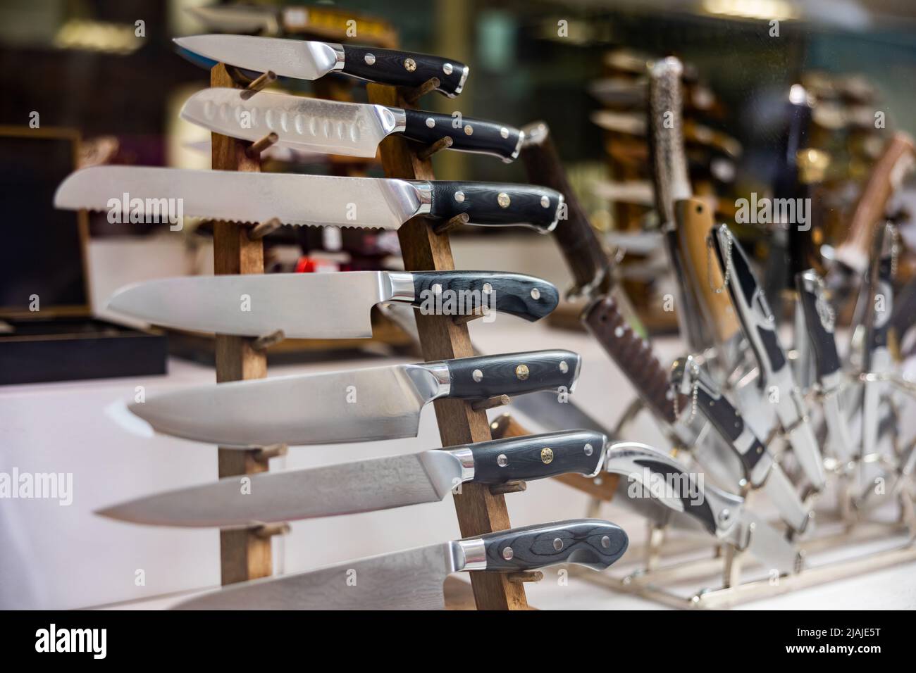 Collection of knife, some with ornate handles, for sale Toledo, Spain
