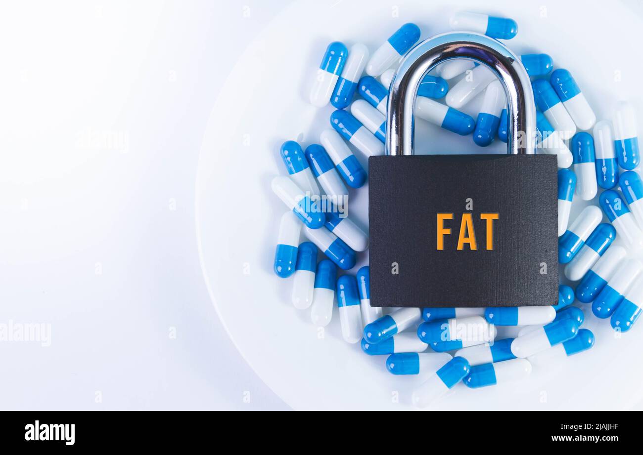 The prohibition of taking drugs for weight loss. Restriction on the import of weight loss pills. Closing medications. Contraindications for treatment. Stock Photo