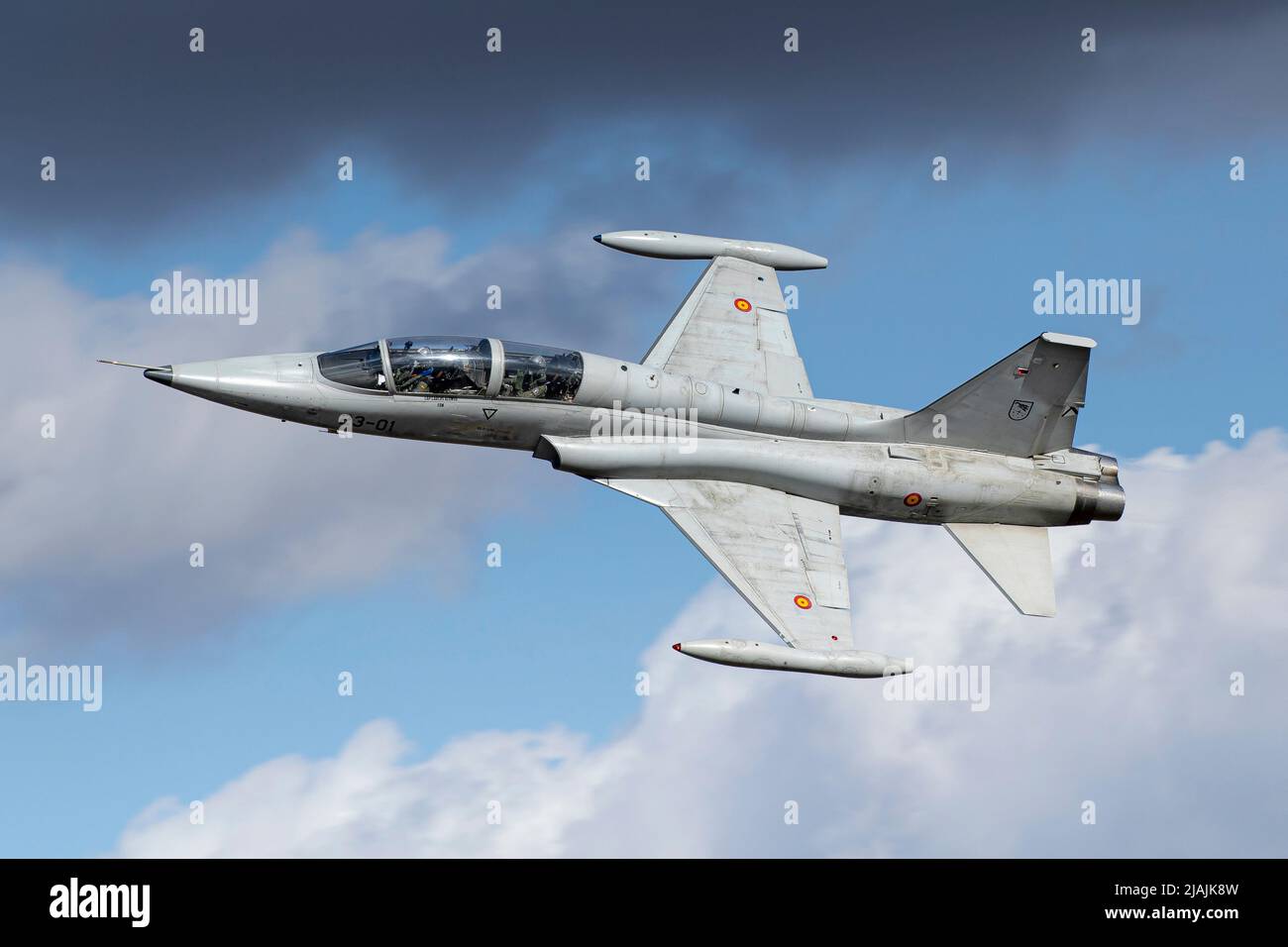 A Spanish Air Force SF-5M Freedom Fighter training jet in flight. Stock Photo